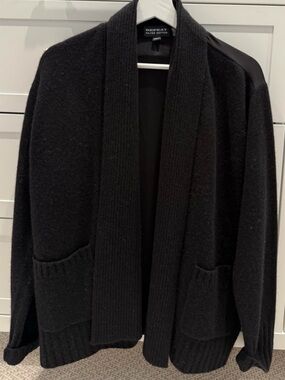REPEAT Silver Edition Black Open-Front Cardigan, Size 40/M